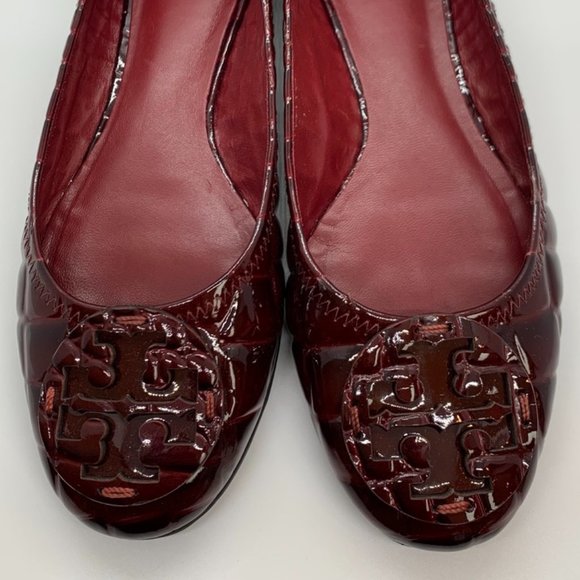 Tory Burch Shoes - New with Box Tory Burch Burgundy Patent Croc 9